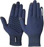 GripGrab Guantes de Ciclismo de Invierno Primavera Merino II Sotoguantes Largos de Punto Antideslizantes Táctiles, Adultos Unisex, Azúl Marino, XS/S
