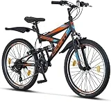 Licorne Bike Strong V - Bicicleta de montaña de 24 Pulgadas Fully, para Bicicleta de montaña de 8,9,10,11, Cambio de 21 velocidades, suspensión Completa, para niños y Hombres