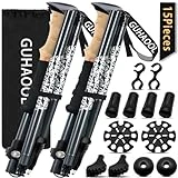 GUHAOOL Bastones de Senderismo Bastones Trekking Plegables, 2pcs Bastones Trekking Carbono e Alluminio Plegables, Ligero de Aluminio 7075,Ajustar la Longitud 108-139CM,Nordic Walking,Caminar, Montaña