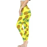 Kuiaobaty Leggings de fitness para niñas, pantalones de pilates transpirables, arte Van Gogh, tortugas, hongos, gimnasio, entrenamiento, mallas atléticas, Piñas, XXXL