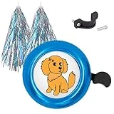 Golden Retriever - Campanas de bicicleta con borla de bicicleta, para cachorros, con serpentinas de bicicleta, accesorios de bicicleta para niños y niñas, color azul