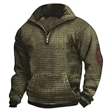 OCCOKO Sudadera Retro con Media Cremallera para Hombre Primavera y otoño Cuello Bolsillo para Hombre Hombre (AG, XXXL)
