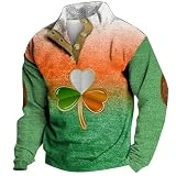 Sudadera para Hombre con Estampado Sudadera sin Capucha Hombre Chaqueta Deportiva Manga Larga Abrigo Sudaderas Delgado Ajuste Blusas (Orange, XXXL)