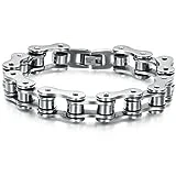 Jewelrywe Pulsera Cadena Moto Pulsera para Hombre Pulsera de Hombre de Acero Inoxidable Color Plata