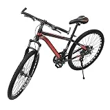 Shaillienn Bicicleta de montaña de alta calidad de 26 pulgadas, para niñas, niños, hombres y jóvenes a partir de 145 cm, bicicleta de montaña de 21 marchas, color rojo y negro