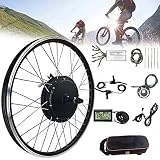 ATSUKO Kit de Conversión para Bicicleta Eléctrica 48V 1000/1500W con Controlador de Rueda Delantera Motor de Cubo sin Escobillas con Cantalla LCD,1000W-700C