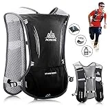 HINATAA 5L Multifunción Mochilas de Hidratación,Súper Ligero Chalecos de Hidratación Malla Transpirable, Correas Ajustables Hydration Mochila, para Hacer Senderismo, Escalar, Maratones (Negro)
