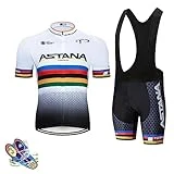 LIFE ESSENTIALS Hombres Jersey + Pantalones Cortos Mangas Cortas de Ciclismo Ropa Maillot Transpirable para Deportes al Aire Libre Bicicleta (L)