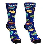 XMTBSTYLE Calcetines de Deporte Largos Coloridos y Divertidos para Ciclismo, Crossfit, Running, Gimnasio, MTB, para hombre y mujer Transpirables. (L (42-45), Cómic)