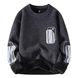 WESBR Mens Sweatshirt Mens hoodless Autumn Solid Color Sweatshirts for Mens Plus Fleece Simplicity Sweatshirt Mens All-Match Activewear for Round Neck