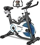 LABGREY Bicicleta Indoor Ejercicio Gym Casa Fitness Bikes Volante 15 KG, Resistencia Ajustable con Pantalla LCD y Monitor de Frecuencia Cardíaca (Azul)