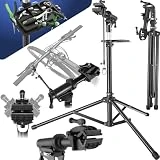 tectake Soporte Bicicleta Taller con Bandeja Magnética Giratoria, Caballete Bicicleta Plegable, Herramientas Bicicleta Eléctrica Montaña o Carretera, Soporte Taller Bicicleta Ajustable, Max. 50 kg