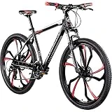 Galano Primal - Bicicleta de montaña para jóvenes y adultos a partir de 165 cm, hardtail de 27,5 pulgadas, 650B, con horquilla de suspensión, 24 marchas, color negro y rojo, 48 cm