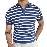 EVSER Camiseta Hombre Polos Verano Camiseta Rayas Negra Cardigan Slim Fit Hombre Camiseta Rayas Blanca Top Casual Rayas