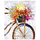 Pintar por Numeros Adultos, 40X50CM Paint by Numbers, DIY Cuadros para Pintar por Numeros, para Pintar por Numeros Kit con Pintura Acrílica y 3 Pinceles de Madera,Cuadros Pintar por Numeros(Bicicleta)