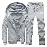 SSODHIF Chándal Completo Hombre Invierno Sudadera con Capucha y Largo Pantalones Costuras Chaqueta Fitness Deporte Ropa Secado Rápido Traje Deportivo Elástico Cremallera Suave para Correr Fitness