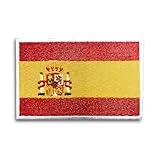 HG FIT Parche Bordado Bandera España con Colores Oficiales 8 x 5 cm, Gancho y bucle de la bandera española, Velcro Parche bordado termoadhesivo for para mochila militar, crossfit, militar, ejército