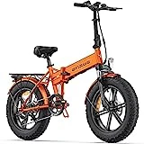ENGWE EP-2 Pro Bicicleta Electrica Plegable Bici Electricas Adulto | 20'×4.0' Fat Tire | 48V 13Ah Batería Alcance de 120 km |7 Velocidades | Doble Suspensión | E Bike Todo Terreno (Naranja)