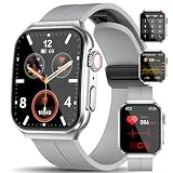 Reloj Inteligente con Monitoreo del ECG/Glucosa en Sangre, 1,96' Smartwatch con 24/7 Temperatura Corporal, Frecuencia Cardíaca, Sueño, Presión Arterial, 150+ Modos Deportivos Pulsera Actividad (Gris)