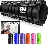 Fit Nation rodillo masaje muscular con libro de ejercicios, rodillo foam roller ultraligero con núcleo hueco, para un alivio profundo del dolor, ideal para corredores, ciclistas, futbolistas, atletas