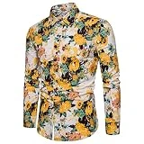 Camisa de Manga Larga para Hombre Estampado de Moda Tendencia Retro Diseño de Personalidad Slim Stretch Street Versátil Camisa Lavada Europea y Americana 4XL