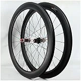 700C Fibra Carbon Ruedas de Carretera, Pared Doble Llanta Bicicleta Aleación Aluminio Freno En V Rueda Carreras Ciclismo para Rueda Velocidad 7/8/9/10/11 (Color : 55MM)
