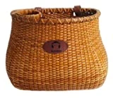 Makimoo Cesta de Bicicleta para Mujer, Crucero de Playa o Scooter, cestas de Mimbre Originales con portavasos Integrado para Manillar Delantero, Estilo clásico Vintage, Hecho a Mano de Mimbre Natural