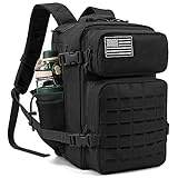 QT&QY Mochila táctica militar de 25L para hombres, con corte láser Molle, mochila de supervivencia pequeña, bolsa de gimnasio, mochila con soporte para dos tazas y para uso diario