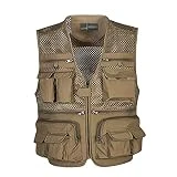 Adhdyuud Chaqueta sin mangas de malla para hombre Gear Photographer, Caqui Oscuro, XXXXL